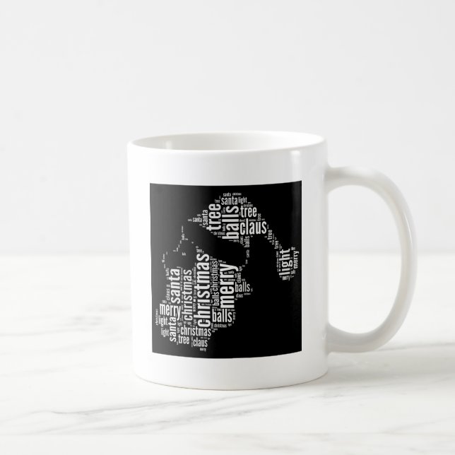 Mug Gros Noir Blanc Joyeux Noël Père Noël Typographie (Droite)