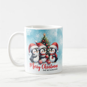 Mug Gros pingouins Bleu et Rouge Joyeux Noël