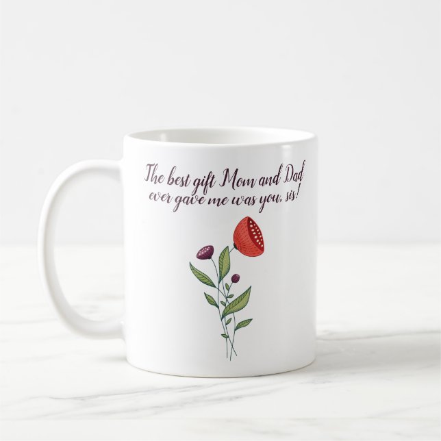Mug Gros Sis Petite Soeur Douce Citation Fleurs Sauvag (Gauche)