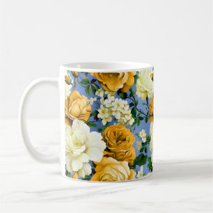 Mug Grosse Fleur de rose jaune rétro