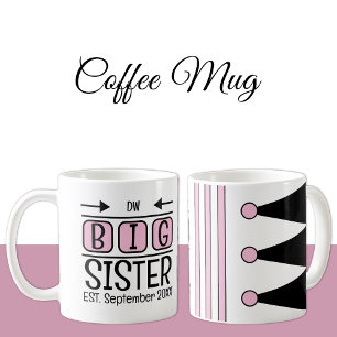 Mug Grosse soeur initiales est. mois année rose