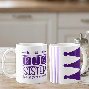 Mug Grosse soeur initiales est. mois année violet