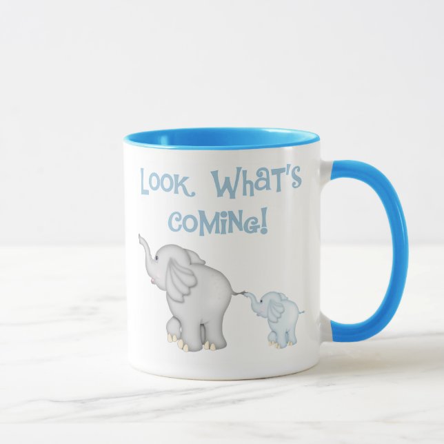 Mug Grossesse bleue d'éléphant (Droite)