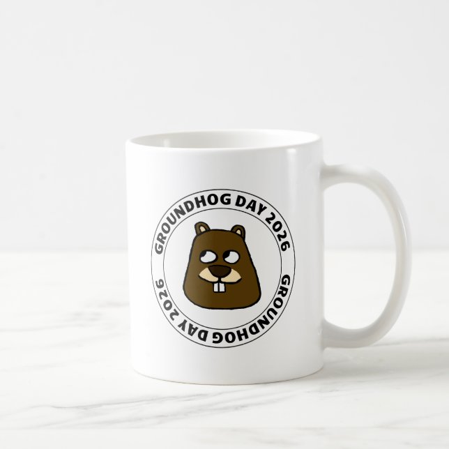 Mug Groundhog Day 2026 with Groundhog face (Droite)