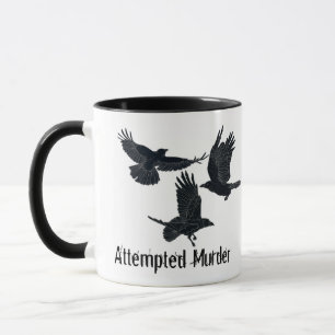 Mug Groupe de corbeaux Oiseaux de meurtriers Silhouett