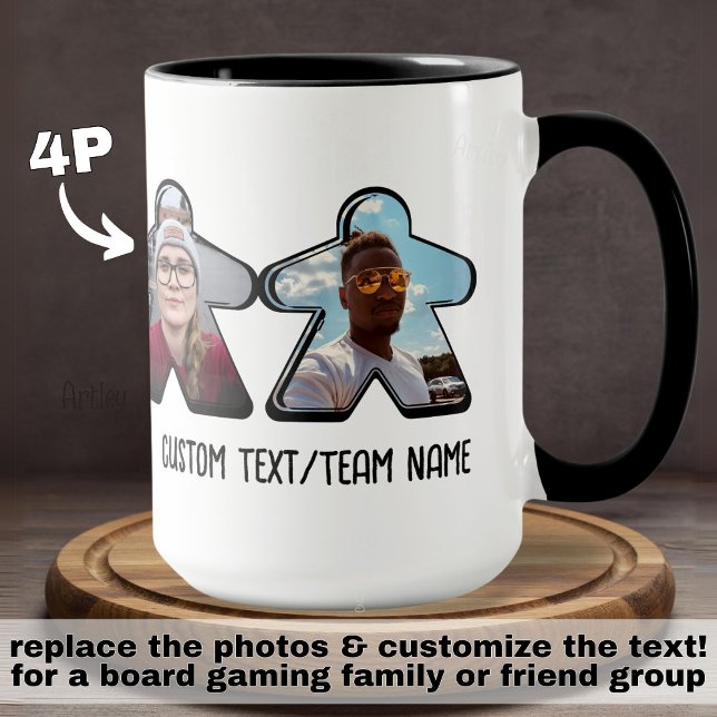 Mug Groupe de jeu de carte photo personnalisée 4P (Créateur téléchargé)