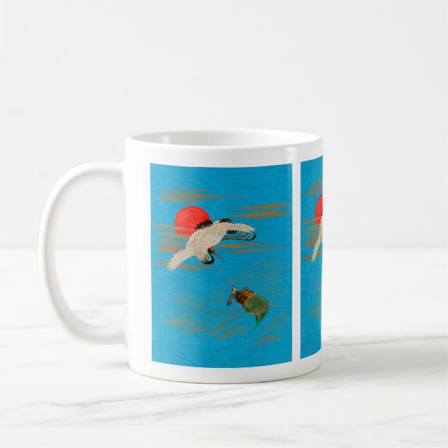 Mug Grue de Sarus survolant la tortue dans la mer (Gauche)