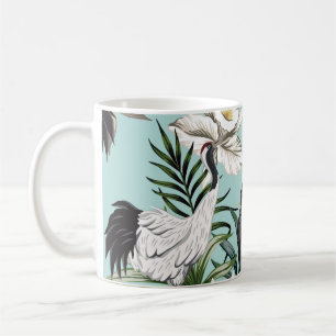Mug Grue vintage tropicale, perroquet, lotus flowe