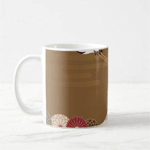 Mug Grues et chrysanthèmes japonais traditionnel pat