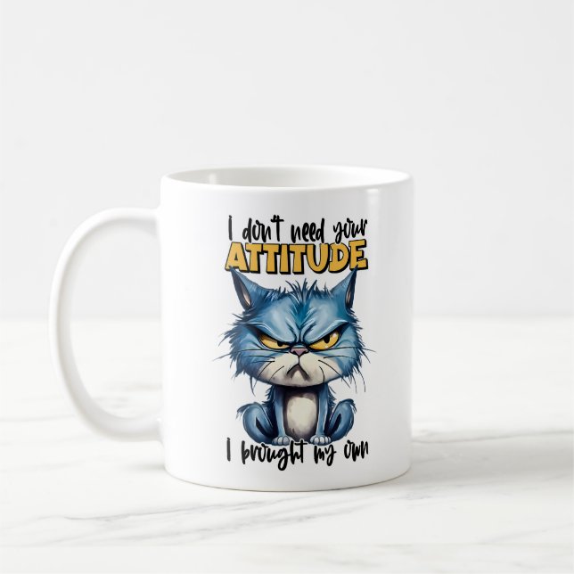 Mug Grumpy Chat Attitute drôle Animal Sarcastique dire (Gauche)