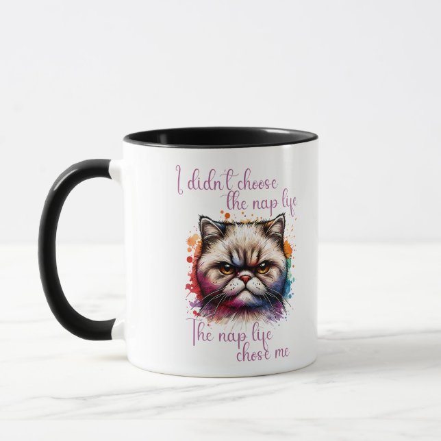Mug Grumpy Chat "Nap Life" Drôle Conception de devis (Gauche)