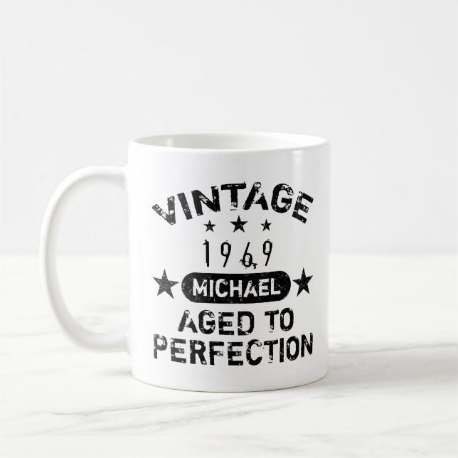 Mug Grunge personnalisé vintage 1969 (Gauche)