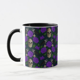 Mug Grungy gothique foncé Vins Roses Corbeau crâne vio