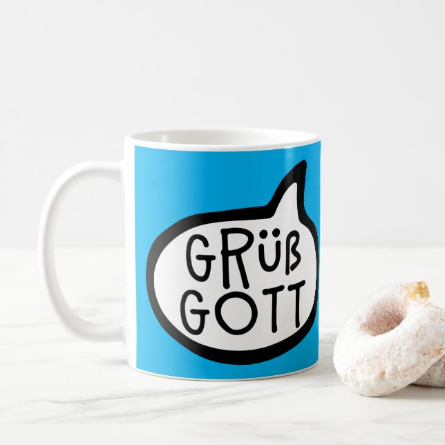 Mug Grüß Gott ! Bavarois, autrichien, allemand Bonjour (Avec donut)