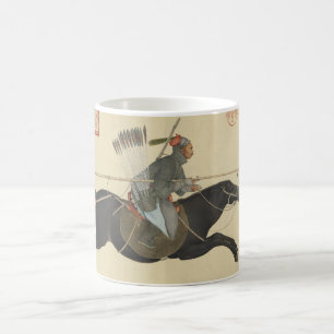 Mug Guerrier chinois vintage chargeant sur un cheval n