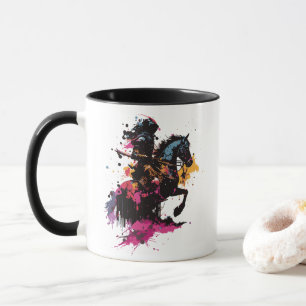 Mug Guerrier équitation cheval en aquarelle