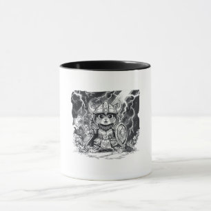 Mug Guerrier félin viking épique avec hache et bouclie