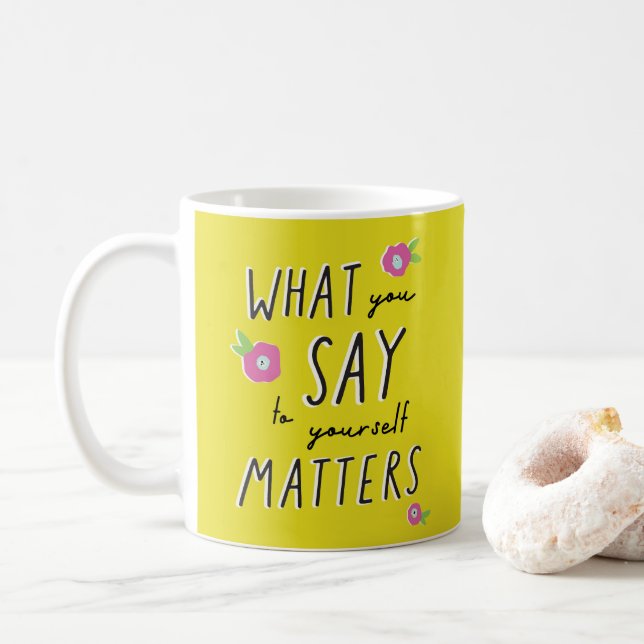 Mug Guillemet d'inspiration cadeau rose jaune pour sa  (Avec donut)