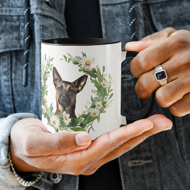 Mug Guirlande blanche Guirlande belge Malinois Chien (Créateur téléchargé)