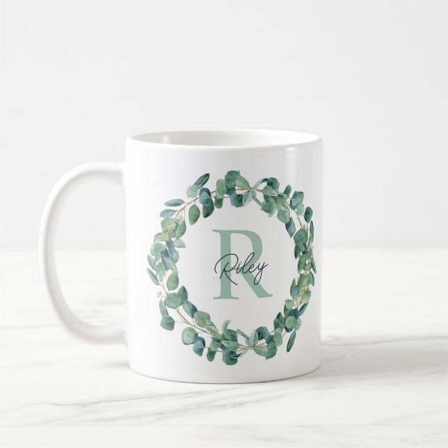 Mug Guirlande botanique moderne Eucalyptus Personnalis (Gauche)
