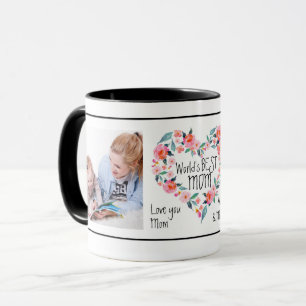 Mug Guirlande florale de coeur du meilleur rose de la