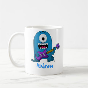 Mug Guitariste bleu mignon de monstre