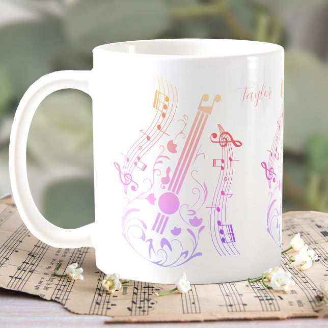 Mug Guitariste Guitare Lecteur Musique Rose Nom person (Guitarist Guitar Player Music Pink Custom Name Coffee Mug)