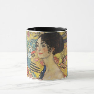 Mug Gustav Klimt Lady With Fan Art Nouveau Painting