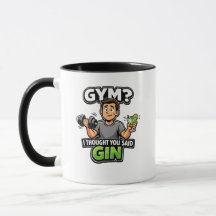 Gym or Gin Funny Cartoon Workout Humor