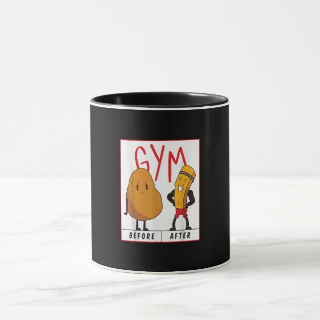 Mug Gymnase De Pomme De Terre Drôle Avant Après L'Exer (Centre)