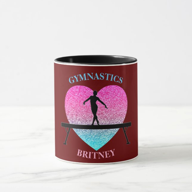 Mug Gymnastique Poudre Coeur étincelant Bourgogne (Centre)