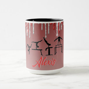 Mug Gymnastique rouge et argent Parties scintillant Om
