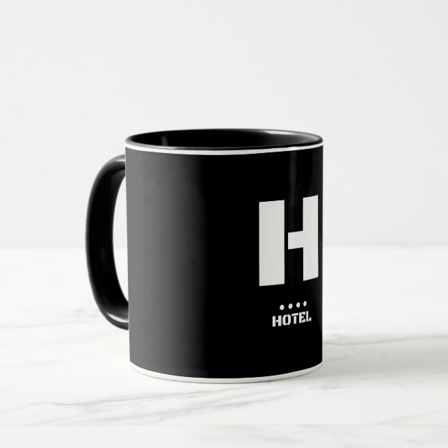 Mug H (Hôtel) OTAN Alphabet phonétique & Code Morse (Devant gauche)