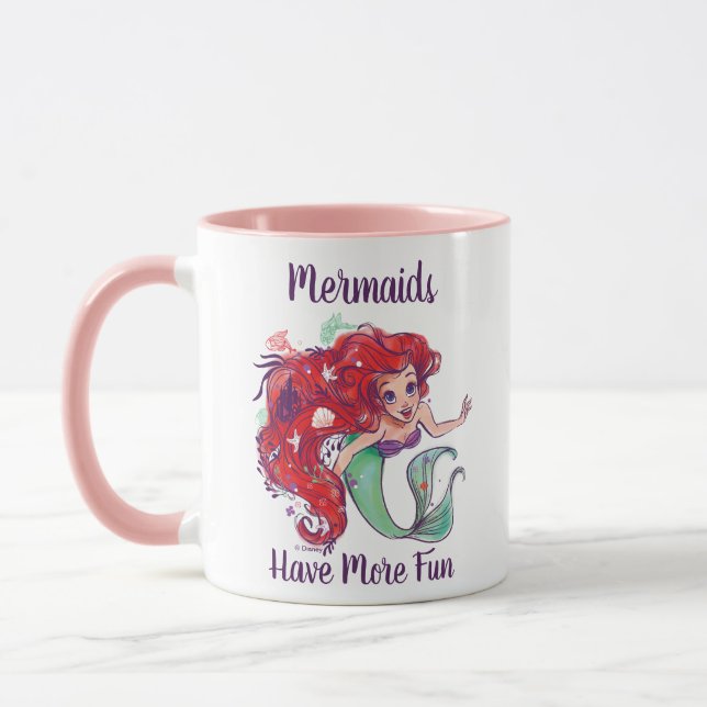 Mug Hair Princesse Ariel aquarelle décorée (Gauche)