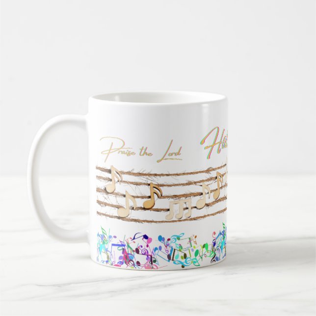 Mug "Hallelujah Louez le Seigneur" Musique Note Design (Gauche)