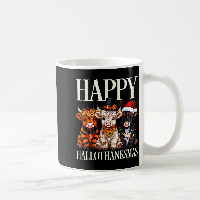 Mug Hallothanksmas Highland Cow Halloween Thanksgiving (Droite)