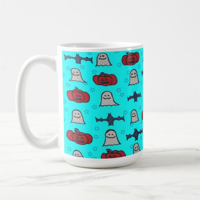 Mug Halloween amusant Imprimer en bleu (Gauche)