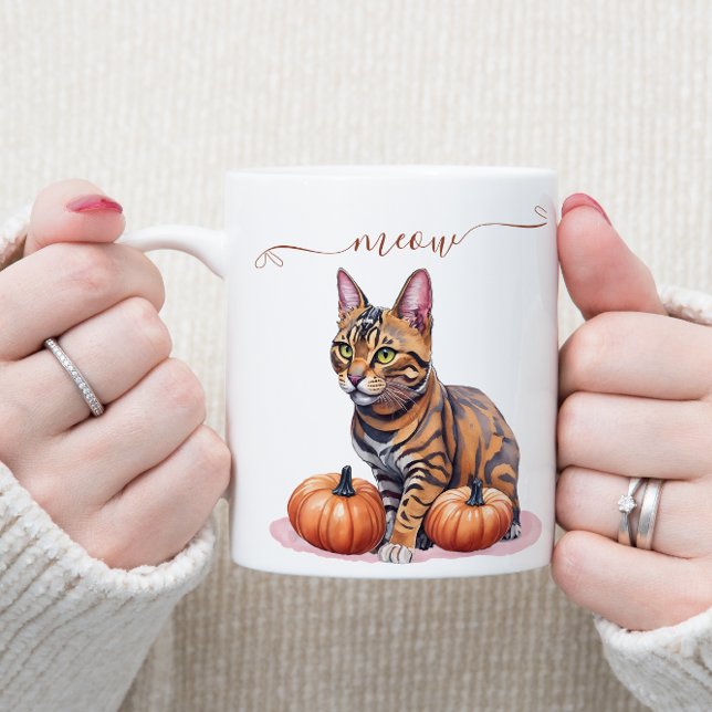 Mug Halloween aquarelle bengale chat avec citrouille (Créateur téléchargé)