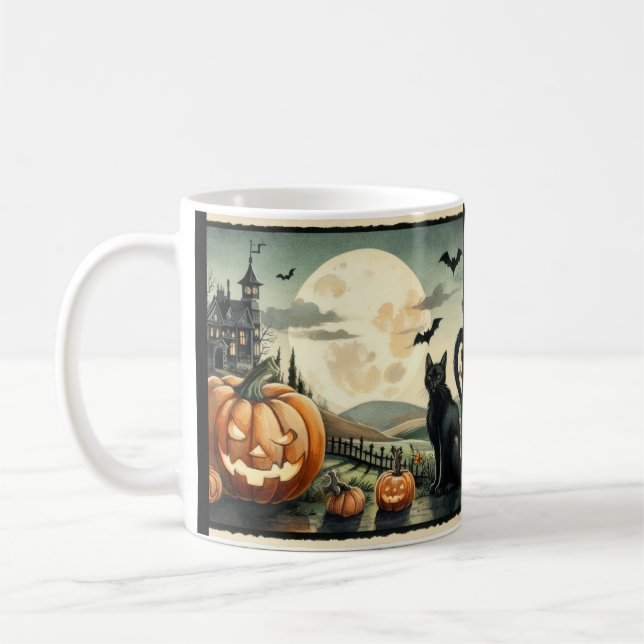 Mug Halloween/Automne/Citrouille/chat (Gauche)