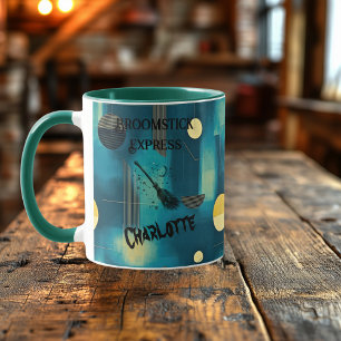 Mug Halloween - Balai Ensorcelé Vert Foncé