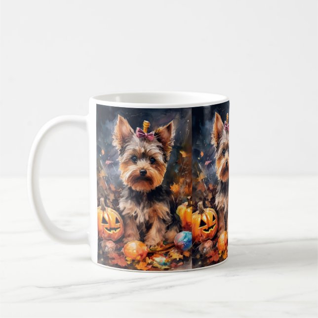 Mug Halloween Biewer Terrier Avec La Peur Citrouille (Gauche)