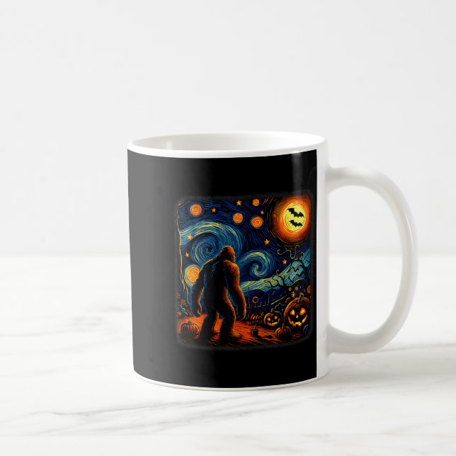Mug Halloween Bigfoot Starry Night Van Gogh Sasquatch  (Droite)