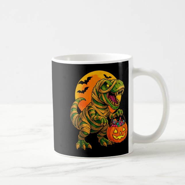 Mug Halloween Boys Dinosaur Mummy T Rex Y Pumpkin Moon (Droite)