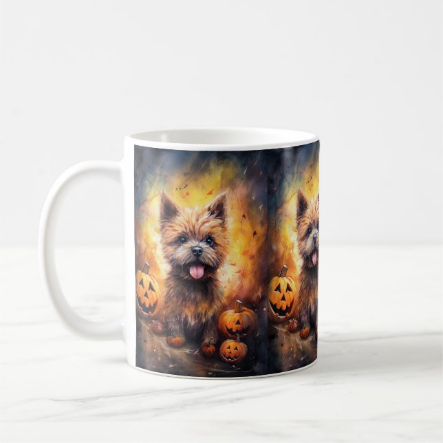 Mug Halloween Cairn Terrier Avec La Peur Citrouille (Gauche)