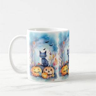 Mug Halloween Chat Bleu Oriental Avec Peur Citrouille