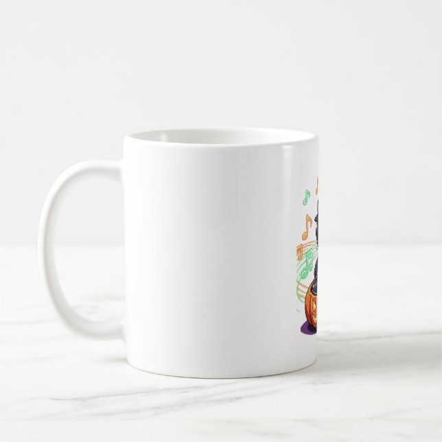Mug Halloween chat Dj T-shirt surdimensionné (Gauche)