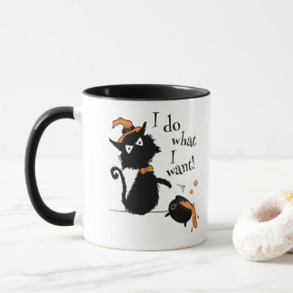 Mug Halloween Chat Et Cauldron - Je Fais Ce Que Je Veu