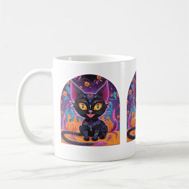 Mug Halloween Chat noir Alebrije (Gauche)