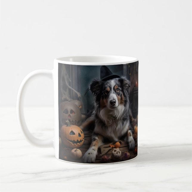 Mug Halloween Citrouille berger australienne effraie (Gauche)