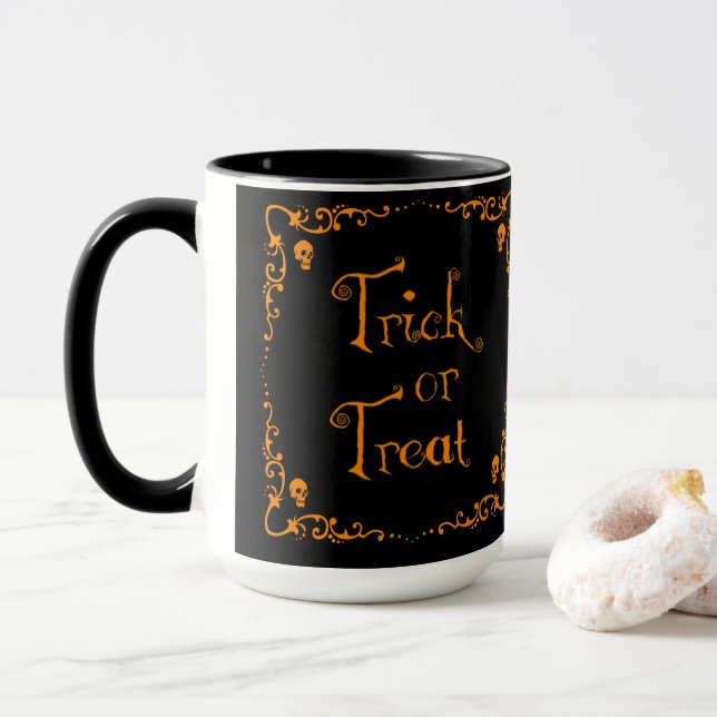 Mug Halloween Citrouille Orange Trick ou traitement (Avec donut)